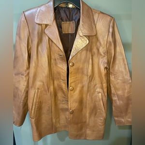 Brown Leather Blazer Jacket